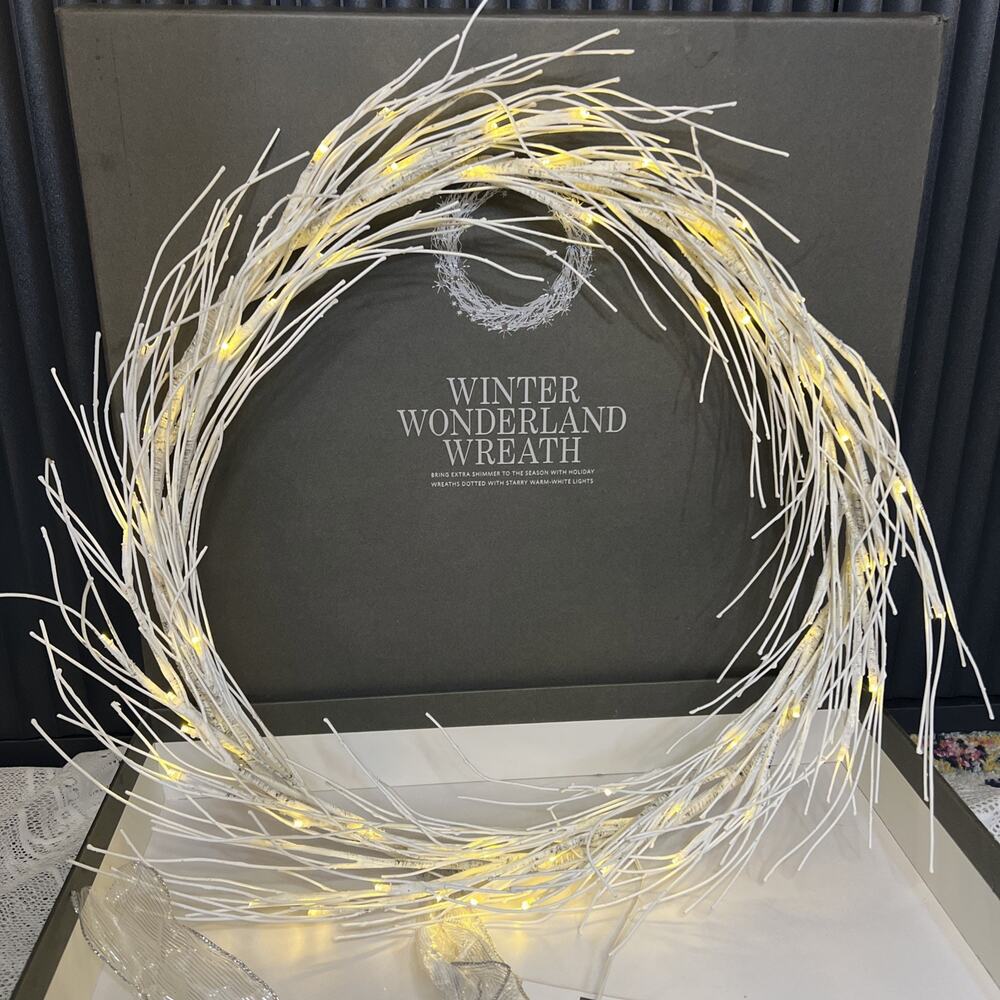 Restoration Hardware Winter Wonderland 24” Warm White Starry Lighted Wreath Box